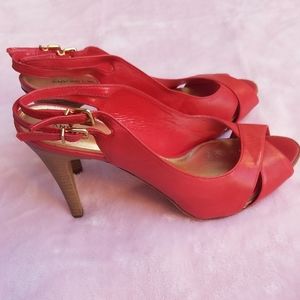 ANTONIO MELANI Red Peep-Toe Slingback Heels